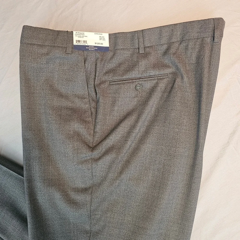 Hart Schaffner Marx 46R Chicago Fit Unhemmed Charcoal Suit Pants NWT $125 L844